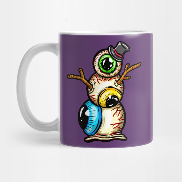 Eyeball Snowman Freaky Weird Art Eyes Illustration Cartoon by Squeeb Creative